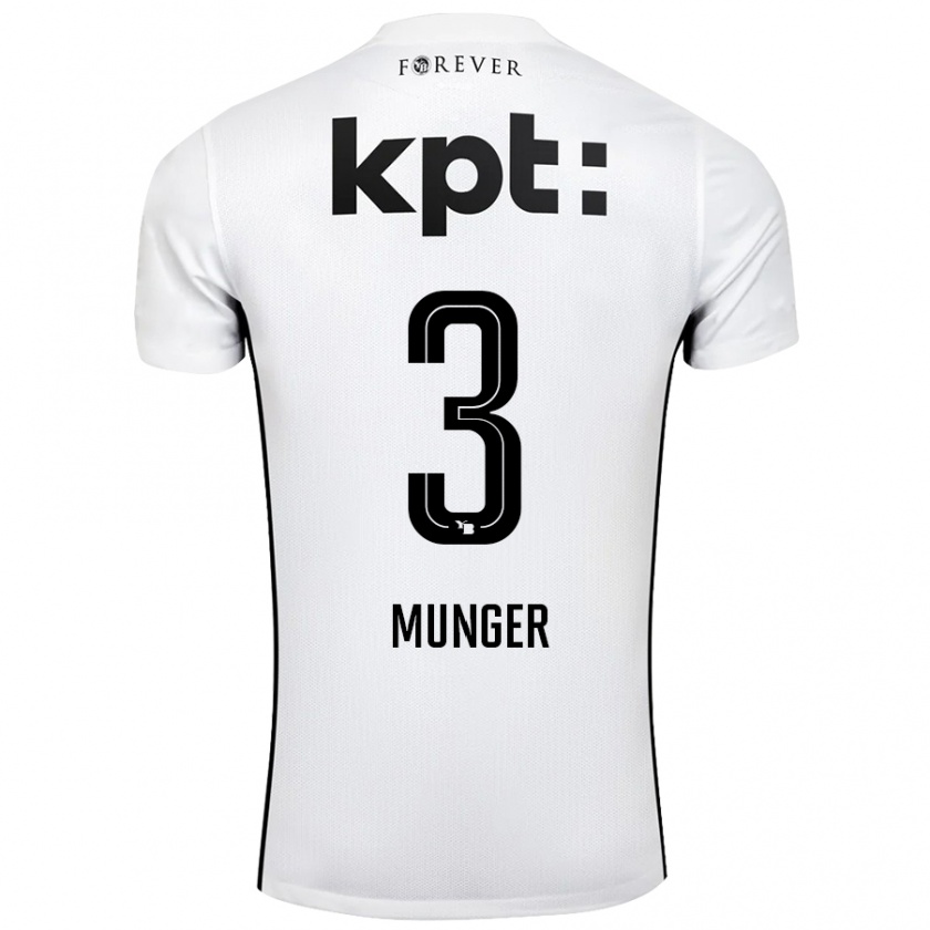 Kandiny Niño Camiseta Noa Münger #3 Blanco Negro 2ª Equipación 2024/25 La Camisa