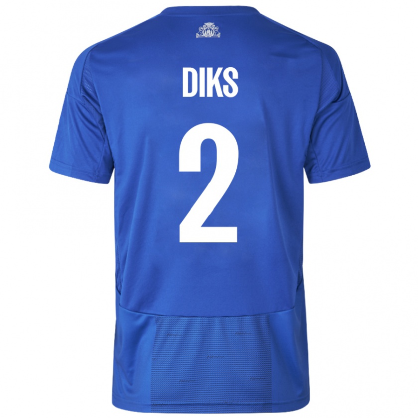 Kandiny Bambino Maglia Kevin Diks #2 Bianco Blu Kit Gara Away 2024/25 Maglietta