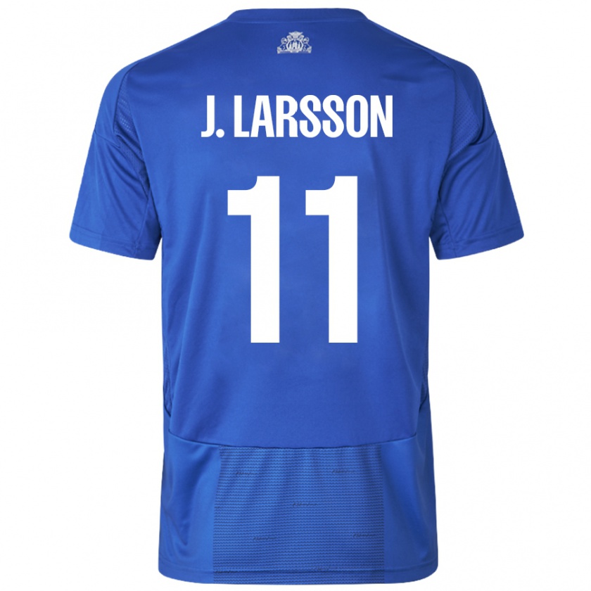 Kandiny Kinderen Jordan Larsson #11 Wit Blauw Uitshirt Uittenue 2024/25 T-Shirt België