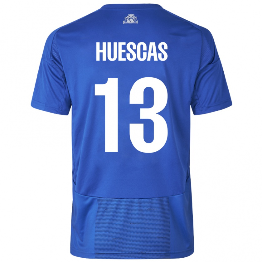 Kandiny Niño Camiseta Rodrigo Huescas #13 Blanco Azul 2ª Equipación 2024/25 La Camisa