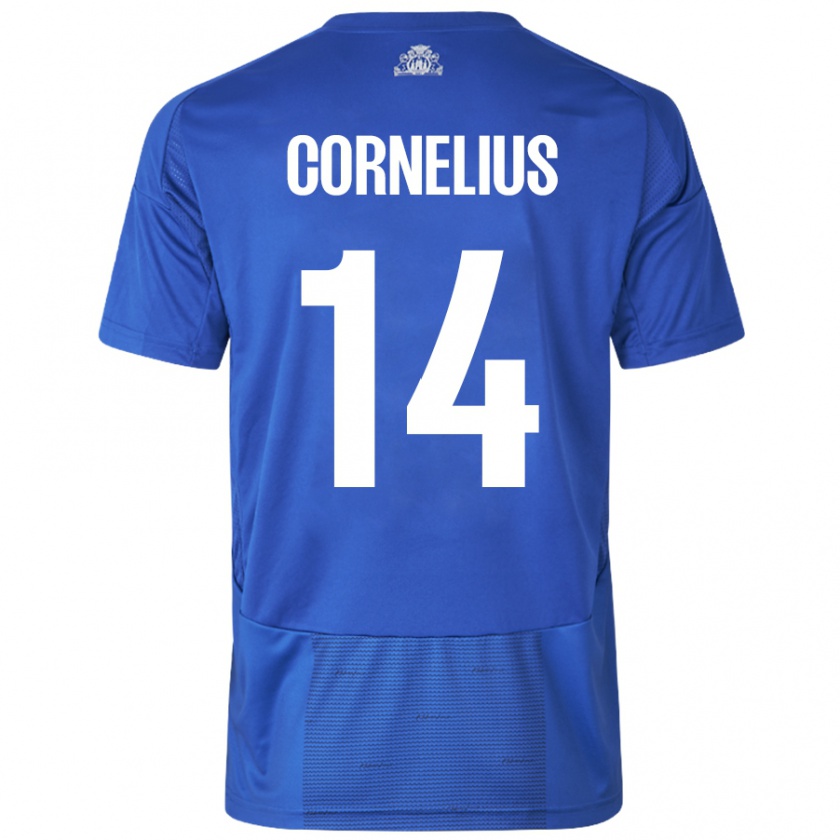 Kandiny Niño Camiseta Andreas Cornelius #14 Blanco Azul 2ª Equipación 2024/25 La Camisa México