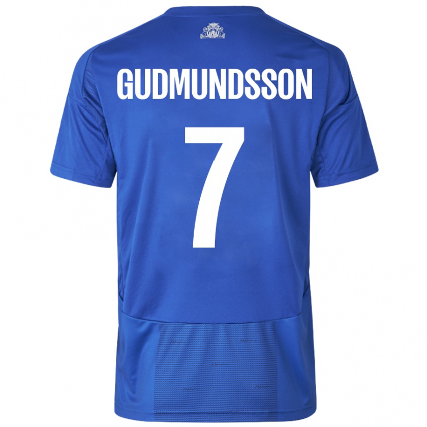 Kandiny Niño Camiseta Galdur Gudmundsson #7 Blanco Azul 2ª Equipación 2024/25 La Camisa