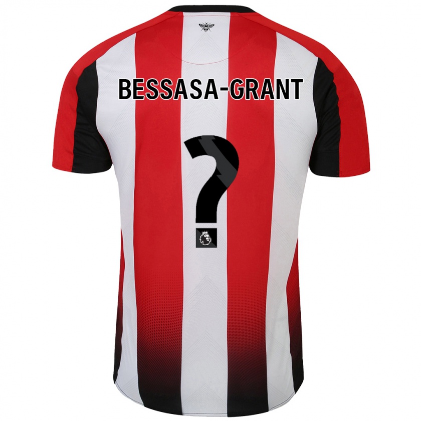 Kandiny Hombre Camiseta Mekhai Bessasa-Grant #0 Rojo Blanco 1ª Equipación 2024/25 La Camisa