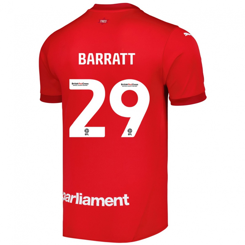 Kandiny Uomo Maglia Connor Barratt #29 Rosso Kit Gara Home 2024/25 Maglietta