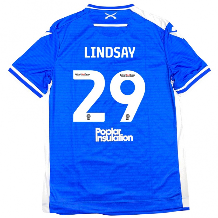 Kandiny Męski Jamie Lindsay #29 Niebieski Biały Domowa Koszulka 2024/25 Koszulki Klubowe