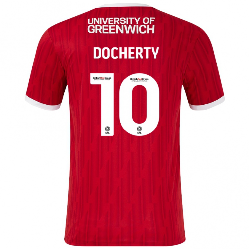 Kandiny Herren Greg Docherty #10 Rot Weiß Heimtrikot Trikot 2024/25 T-Shirt Österreich