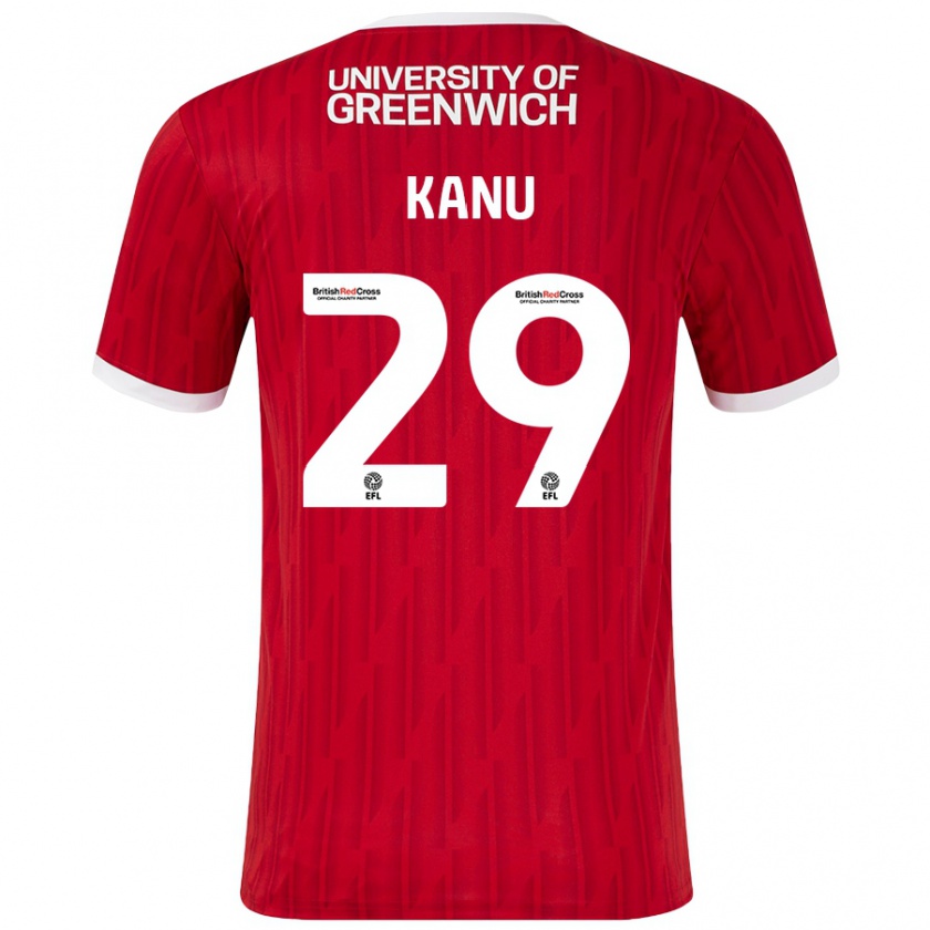 Kandiny Hombre Camiseta Daniel Kanu #29 Rojo Blanco 1ª Equipación 2024/25 La Camisa