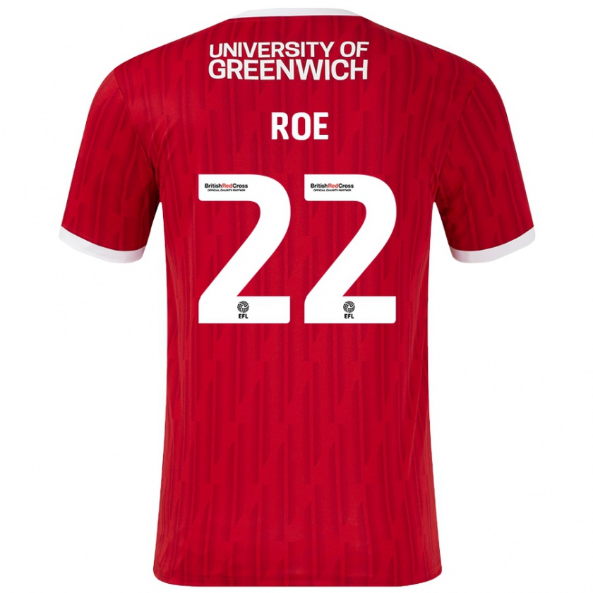 Kandiny Hombre Camiseta Bethan Roe #22 Rojo Blanco 1ª Equipación 2024/25 La Camisa