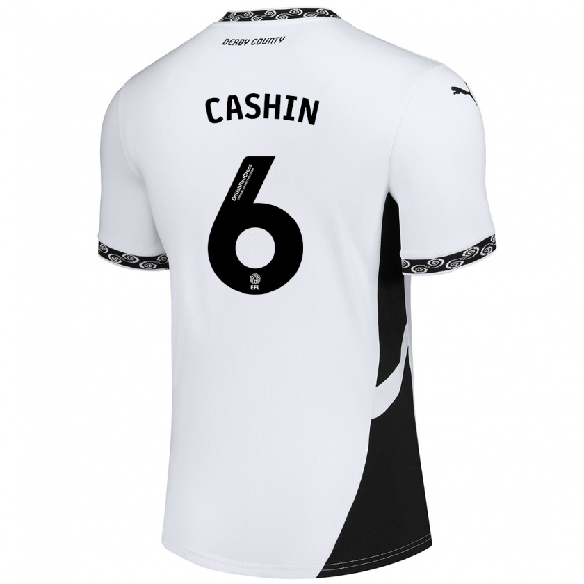 Kandiny Hombre Camiseta Eiran Cashin #6 Blanco Negro 1ª Equipación 2024/25 La Camisa