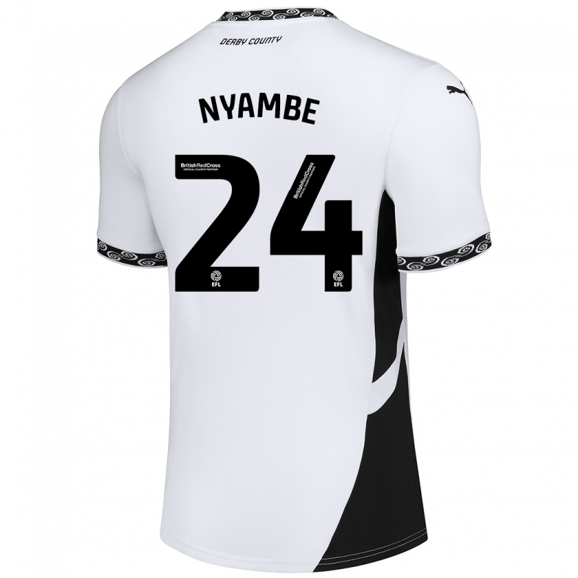 Kandiny Heren Ryan Nyambe #24 Wit Zwart Thuisshirt Thuistenue 2024/25 T-Shirt België