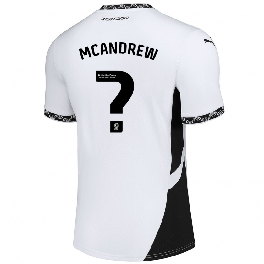 Kandiny Uomo Maglia Niall Mcandrew #0 Bianco Nero Kit Gara Home 2024/25 Maglietta