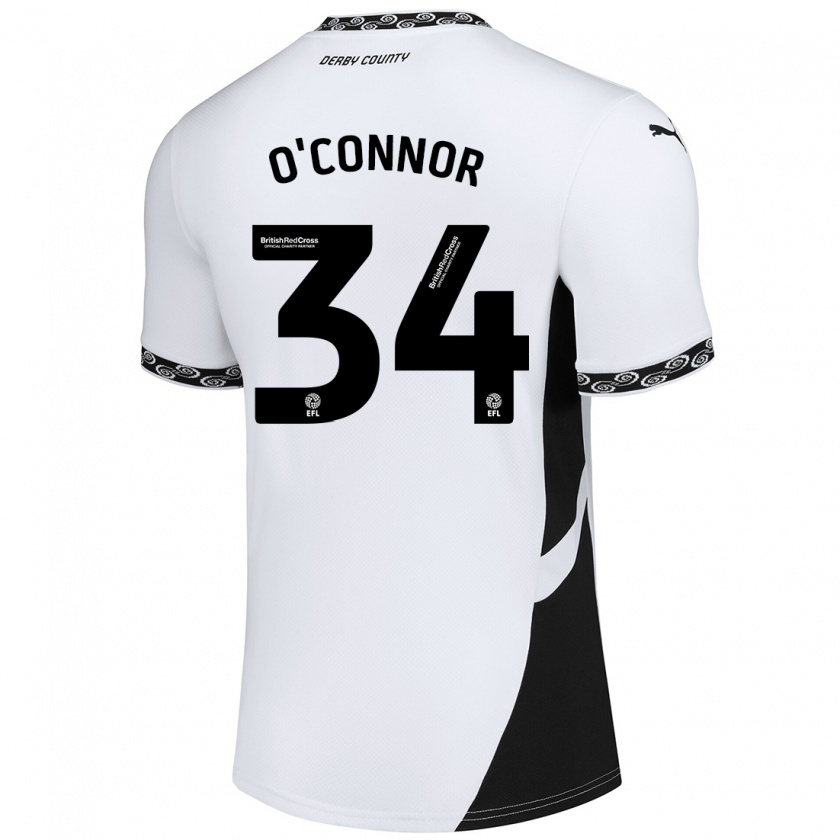 Kandiny Hombre Camiseta Dolcie O'connor #34 Blanco Negro 1ª Equipación 2024/25 La Camisa