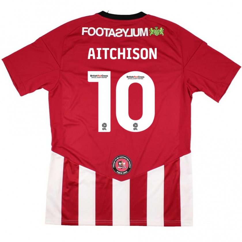 Kandiny Hombre Camiseta Jack Aitchison #10 Rojo Blanco 1ª Equipación 2024/25 La Camisa