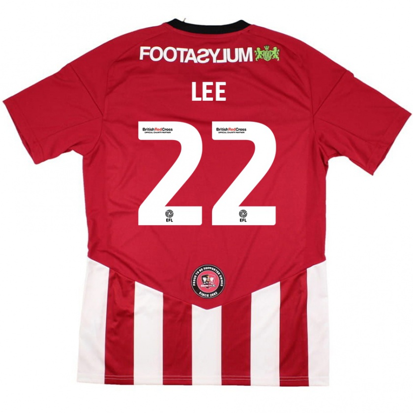 Kandiny Hombre Camiseta Harry Lee #22 Rojo Blanco 1ª Equipación 2024/25 La Camisa