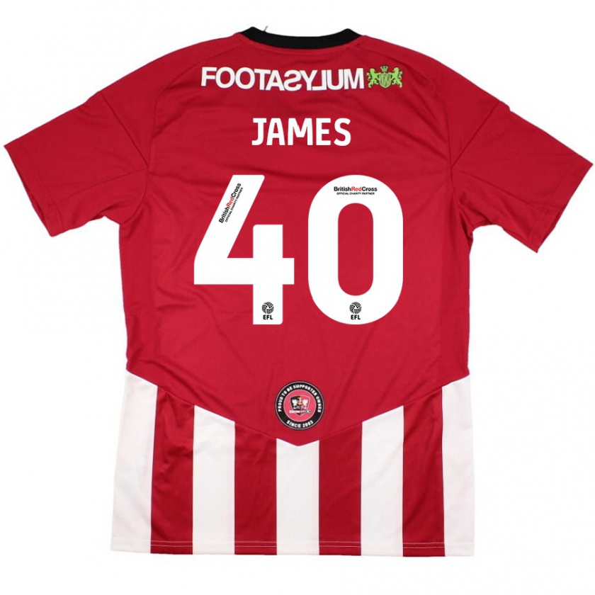 Kandiny Uomo Maglia Ed James #40 Rosso Bianco Kit Gara Home 2024/25 Maglietta