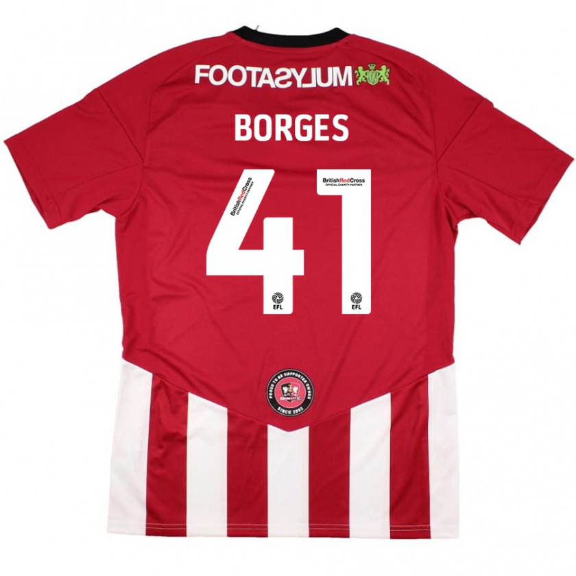 Kandiny Hombre Camiseta Pedro Borges #41 Rojo Blanco 1ª Equipación 2024/25 La Camisa México