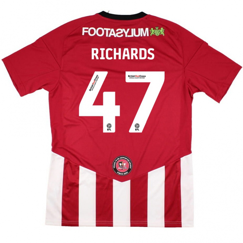 Kandiny Hombre Camiseta Jake Richards #47 Rojo Blanco 1ª Equipación 2024/25 La Camisa