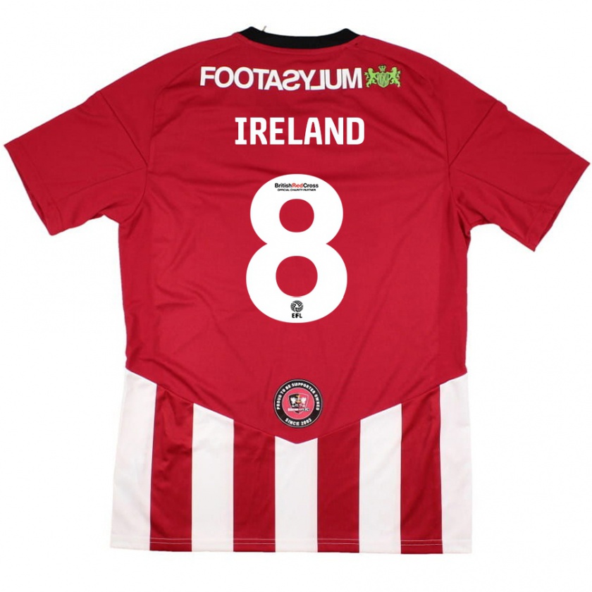 Kandiny Hombre Camiseta Beth Ireland #8 Rojo Blanco 1ª Equipación 2024/25 La Camisa