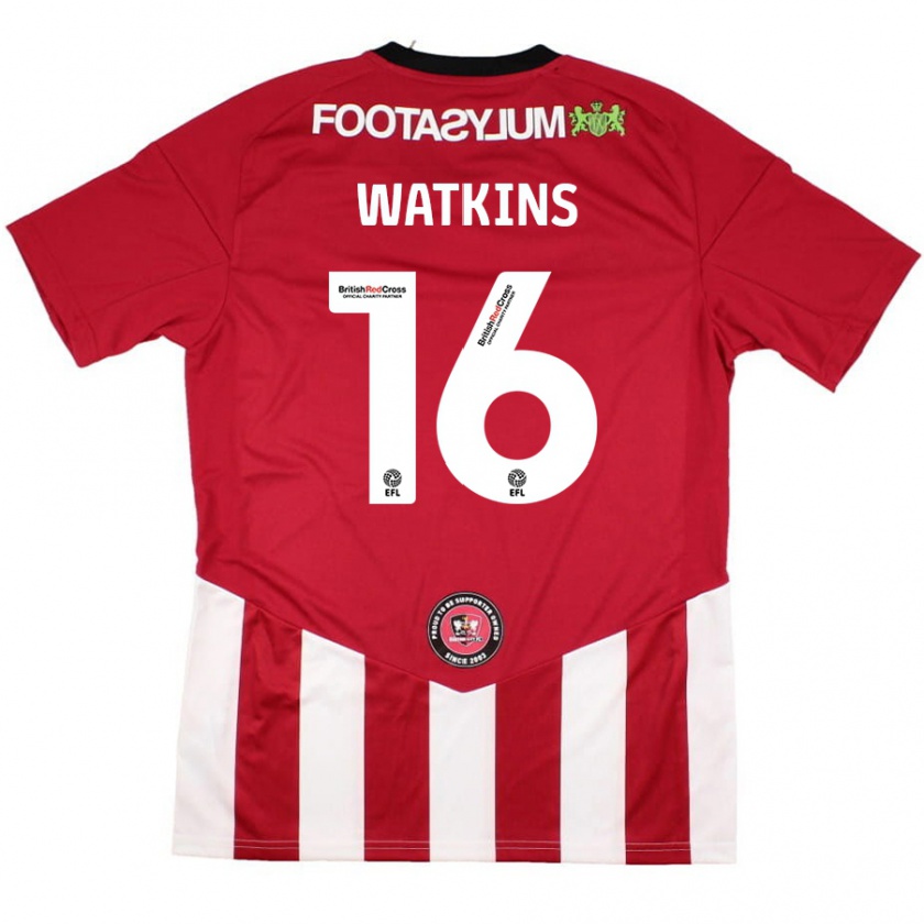 Kandiny Uomo Maglia Zoe Watkins #16 Rosso Bianco Kit Gara Home 2024/25 Maglietta