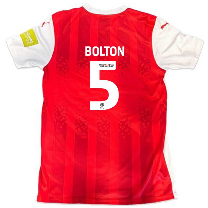 Kandiny Heren James Bolton #5 Rood Wit Thuisshirt Thuistenue 2024/25 T-Shirt België