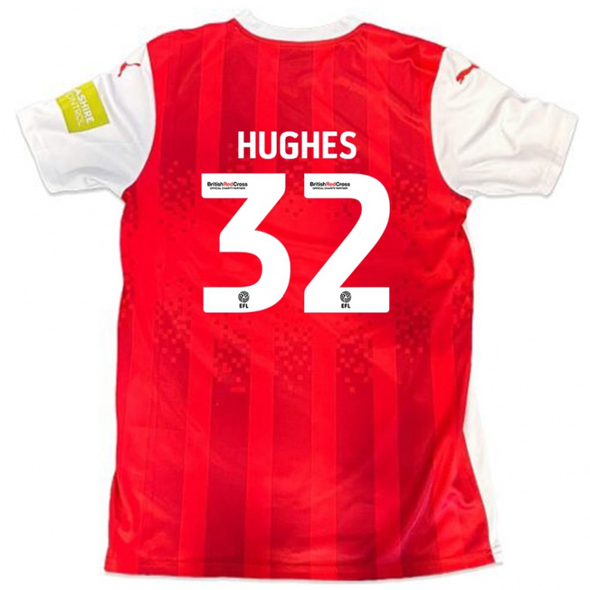 Kandiny Män Kayden Hughes #32 Röd Vit Hemmatröja Matchtröjor 2024/25 Tröjor T-Tröja