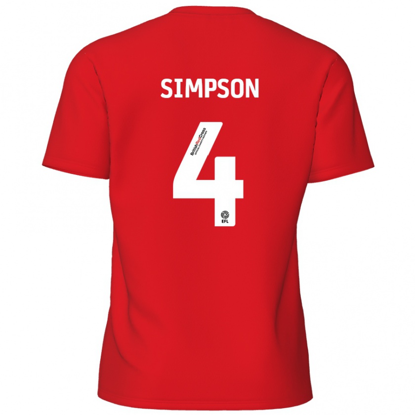 Kandiny Herren Jack Simpson #4 Rot Heimtrikot Trikot 2024/25 T-Shirt Österreich