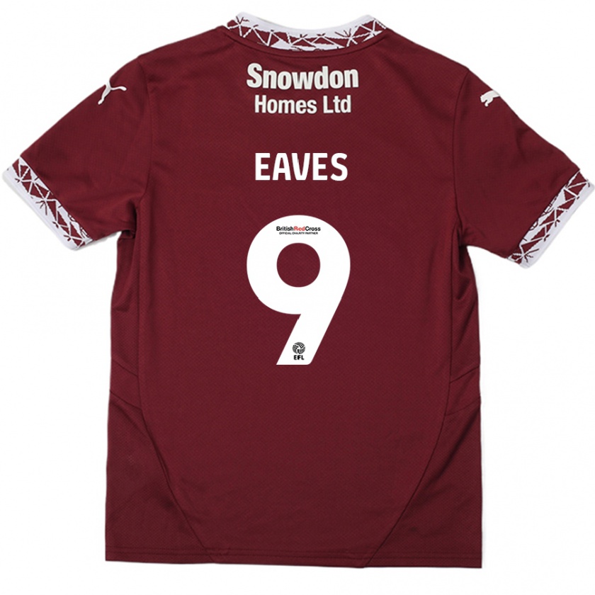 Kandiny Uomo Maglia Tom Eaves #9 Borgogna Kit Gara Home 2024/25 Maglietta