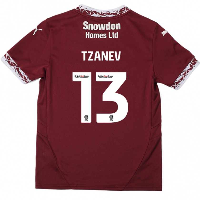 Kandiny Hombre Camiseta Nik Tzanev #13 Borgoña 1ª Equipación 2024/25 La Camisa