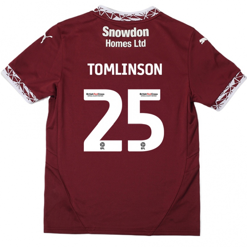 Kandiny Hombre Camiseta Josh Tomlinson #25 Borgoña 1ª Equipación 2024/25 La Camisa