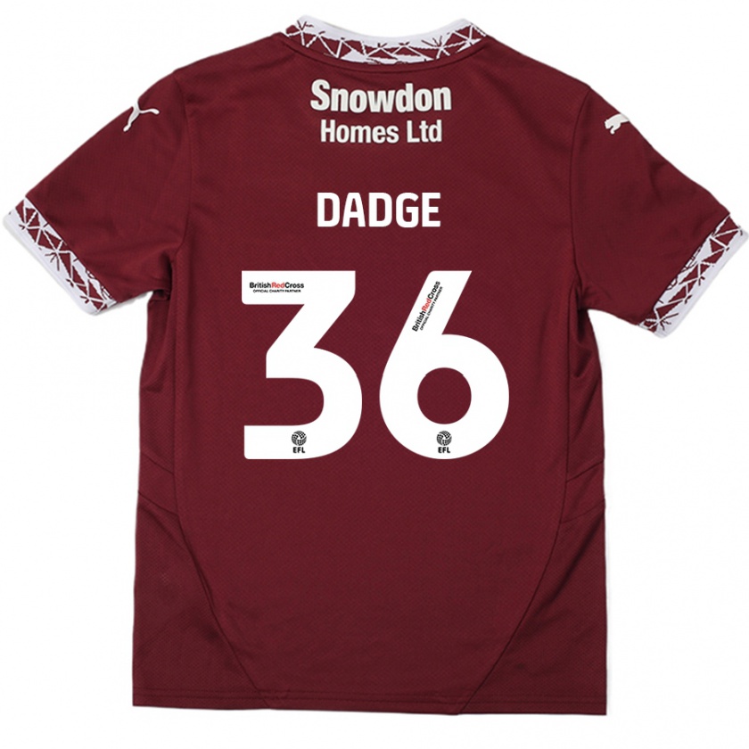 Kandiny Hombre Camiseta James Dadge #36 Borgoña 1ª Equipación 2024/25 La Camisa