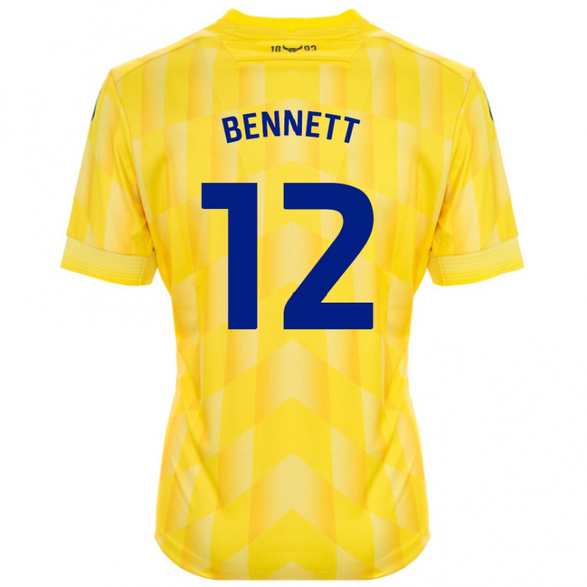 Kandiny Män Joe Bennett #12 Gul Hemmatröja Matchtröjor 2024/25 Tröjor T-Tröja