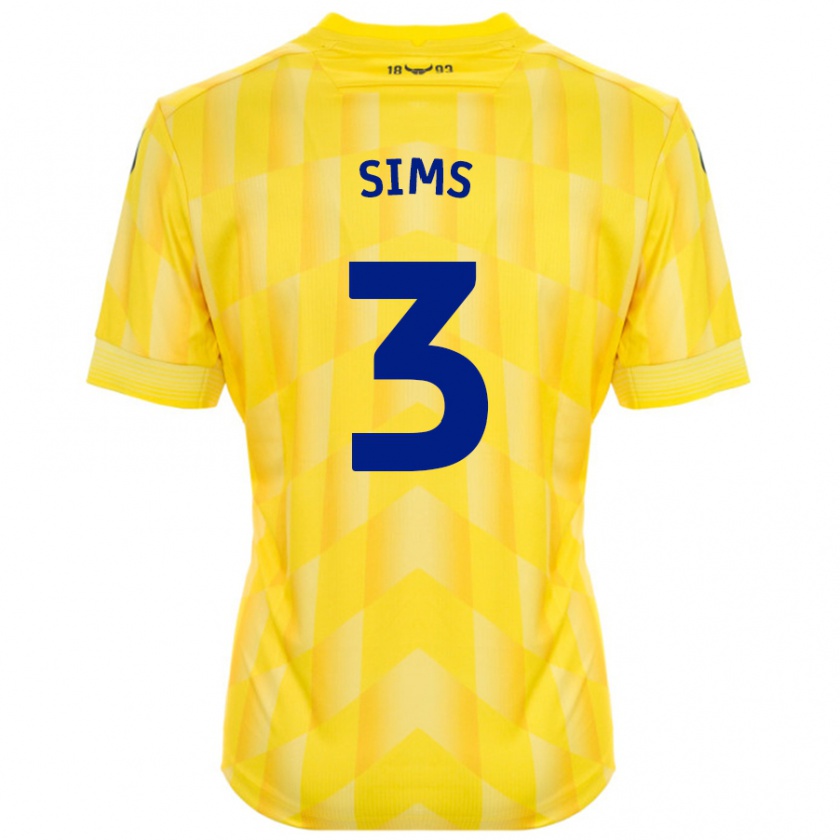 Kandiny Uomo Maglia Gemma Sims #3 Giallo Kit Gara Home 2024/25 Maglietta