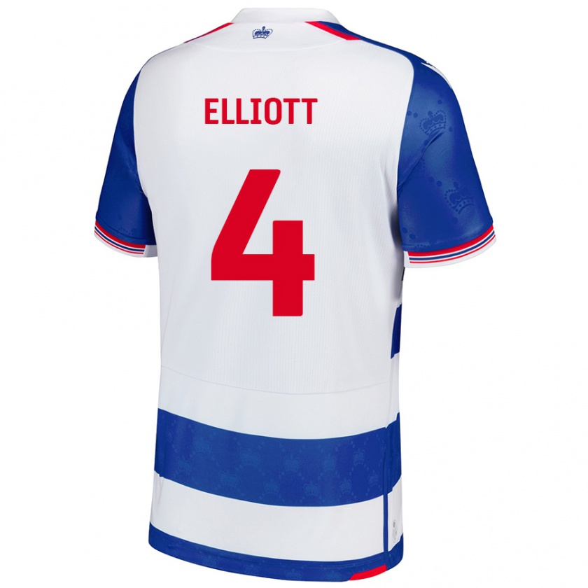 Kandiny Uomo Maglia Ben Elliott #4 Blu Bianco Kit Gara Home 2024/25 Maglietta