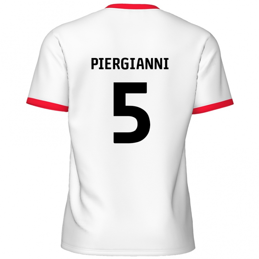 Kandiny Hombre Camiseta Carl Piergianni #5 Blanco Rojo 1ª Equipación 2024/25 La Camisa