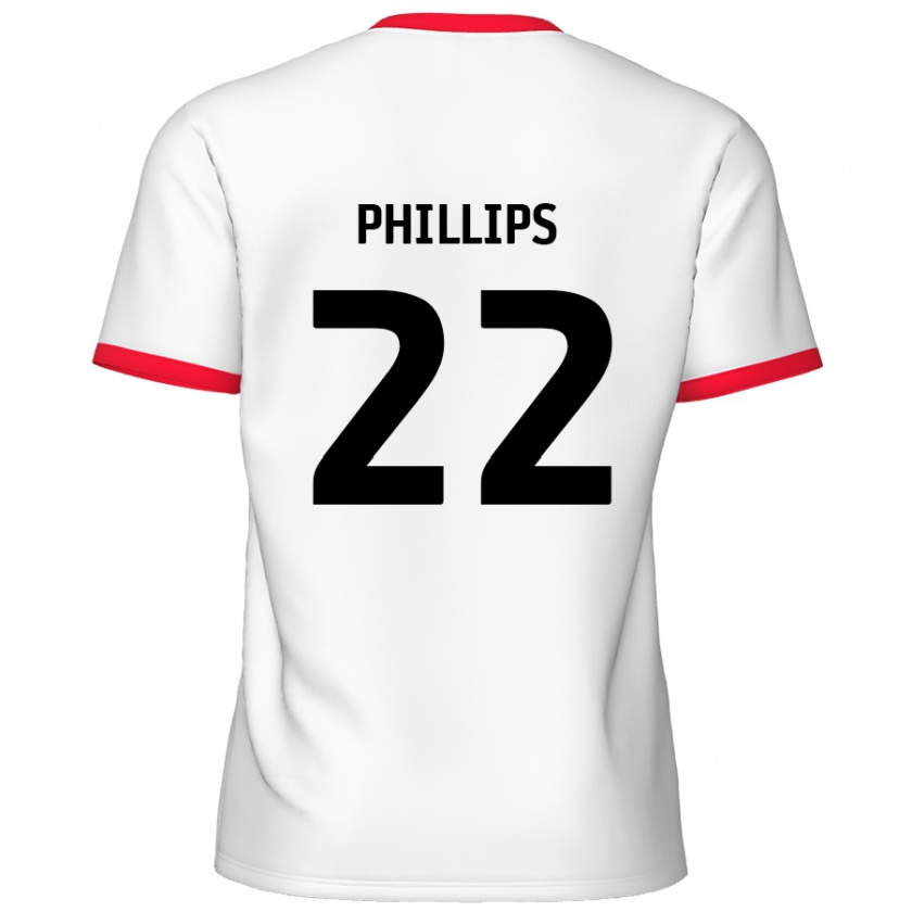 Kandiny Hombre Camiseta Daniel Phillips #22 Blanco Rojo 1ª Equipación 2024/25 La Camisa