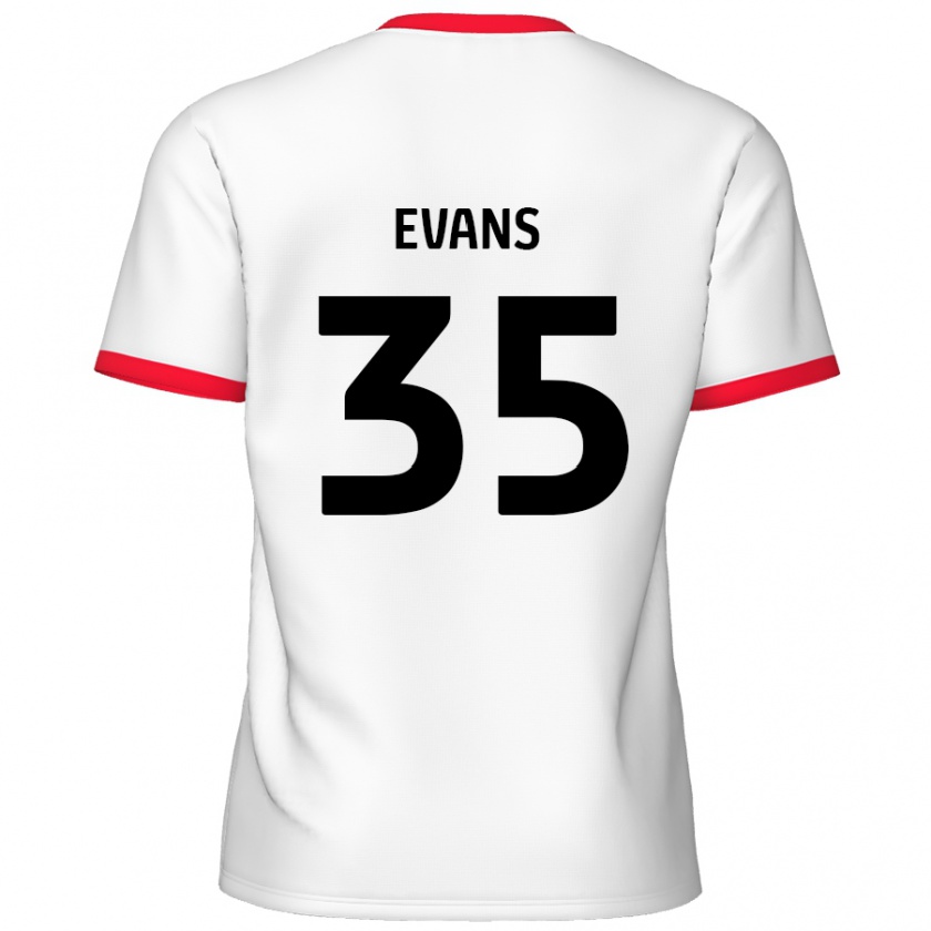 Kandiny Hombre Camiseta Makise Evans #35 Blanco Rojo 1ª Equipación 2024/25 La Camisa