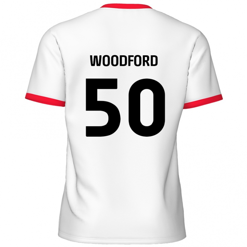 Kandiny Hombre Camiseta Max Woodford #50 Blanco Rojo 1ª Equipación 2024/25 La Camisa