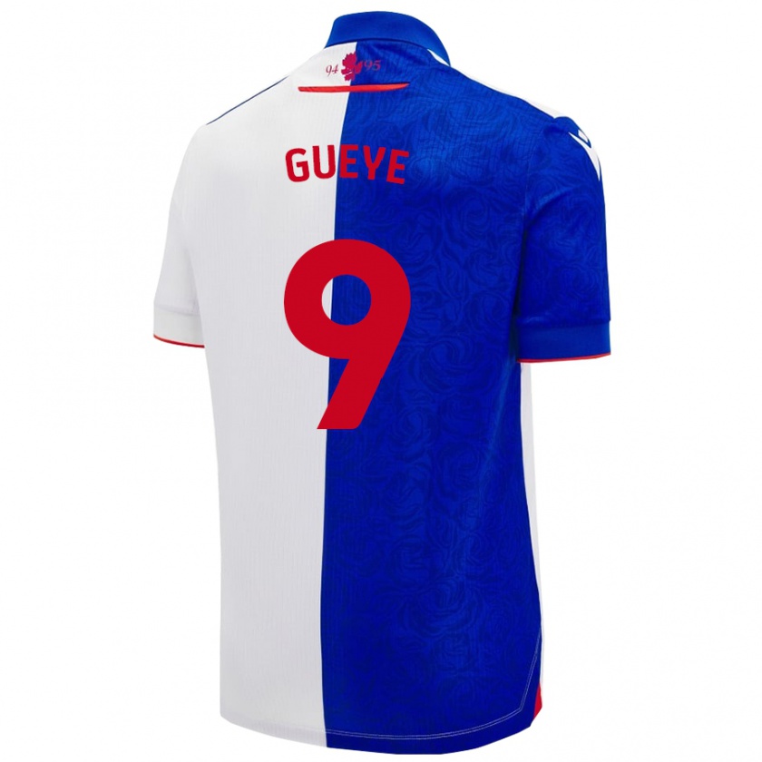 Kandiny Hombre Camiseta Makhtar Gueye #9 Azul Cielo Blanco 1ª Equipación 2024/25 La Camisa