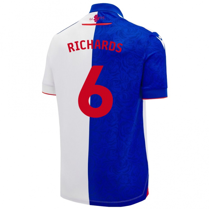 Kandiny Hombre Camiseta Jade Richards #6 Azul Cielo Blanco 1ª Equipación 2024/25 La Camisa