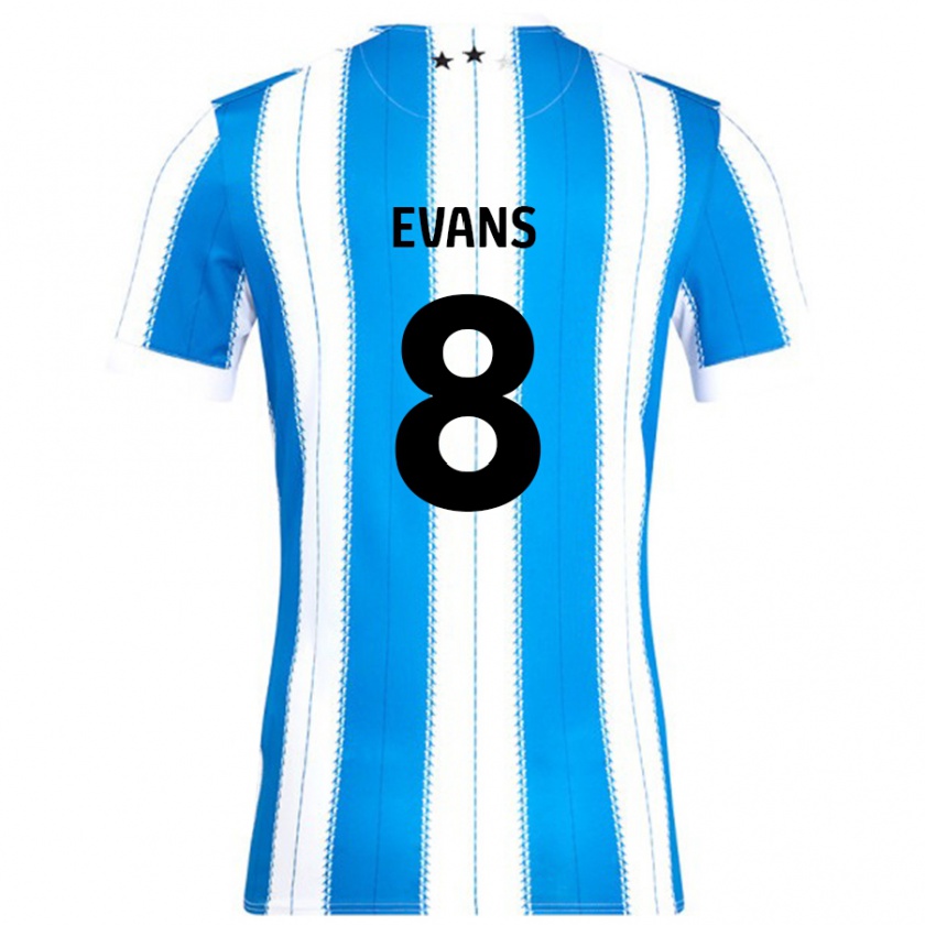 Kandiny Hombre Camiseta Charley Evans #8 Azul Blanco 1ª Equipación 2024/25 La Camisa