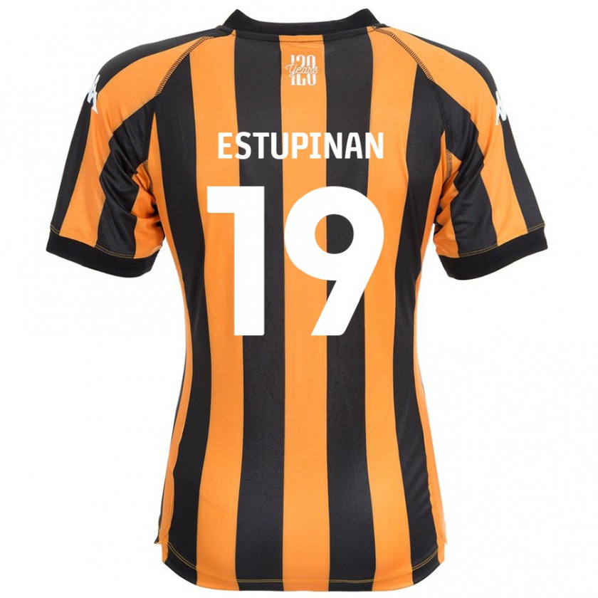 Kandiny Hombre Camiseta Óscar Estupiñán #19 Negro Ámbar 1ª Equipación 2024/25 La Camisa