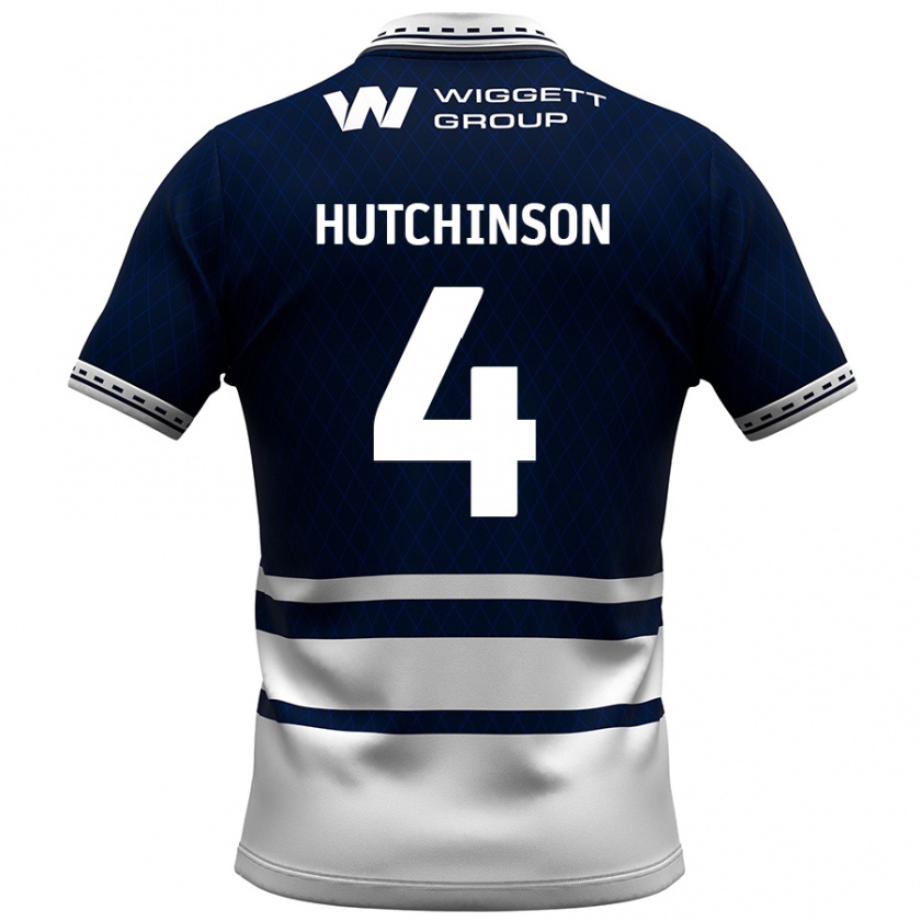 Kandiny Hombre Camiseta Shaun Hutchinson #4 Azul Marino Blanco 1ª Equipación 2024/25 La Camisa