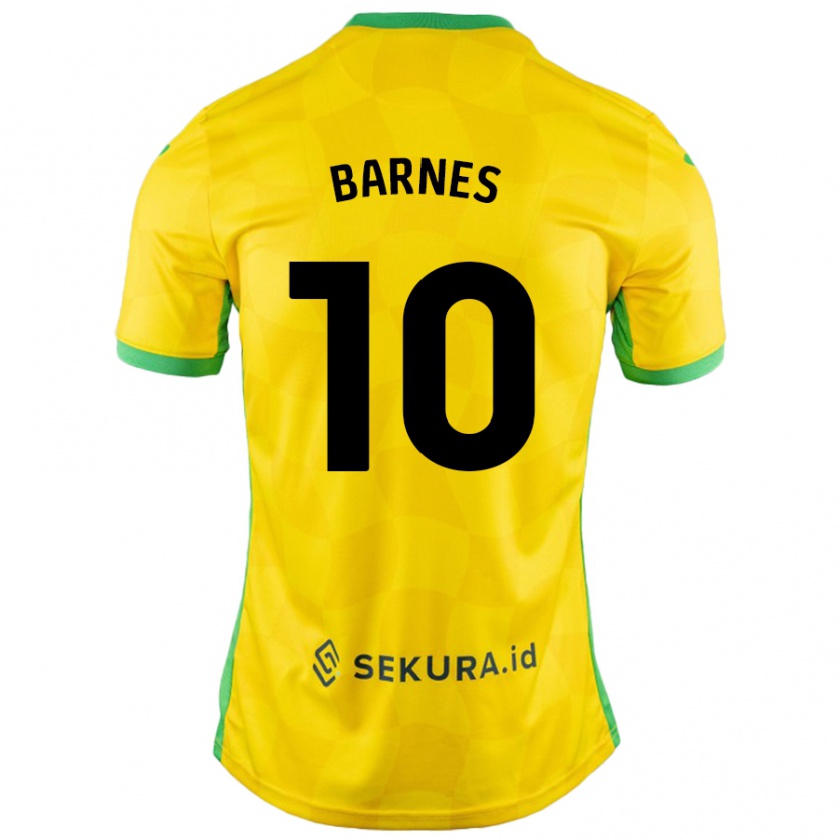 Kandiny Uomo Maglia Ashley Barnes #10 Giallo Verde Kit Gara Home 2024/25 Maglietta