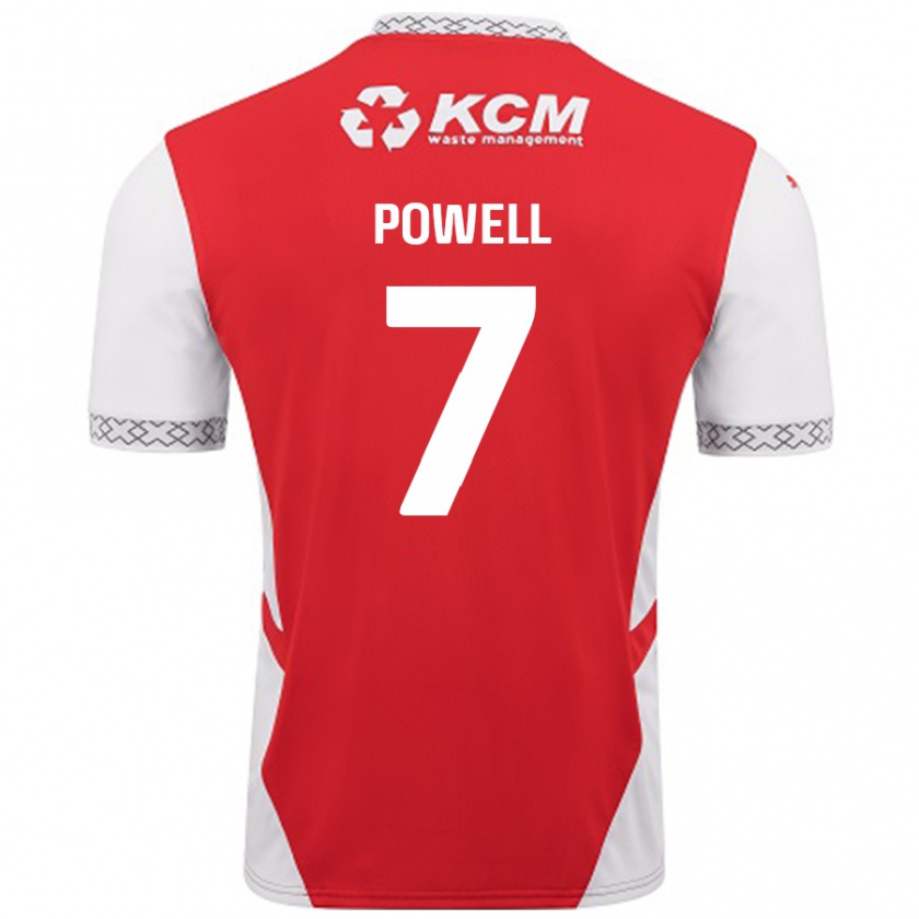 Kandiny Hombre Camiseta Joe Powell #7 Rojo Blanco 1ª Equipación 2024/25 La Camisa