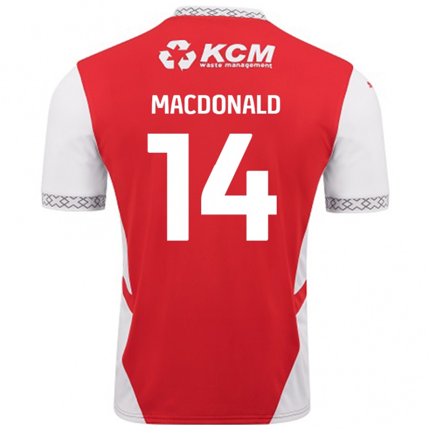 Kandiny Hombre Camiseta Alex Macdonald #14 Rojo Blanco 1ª Equipación 2024/25 La Camisa