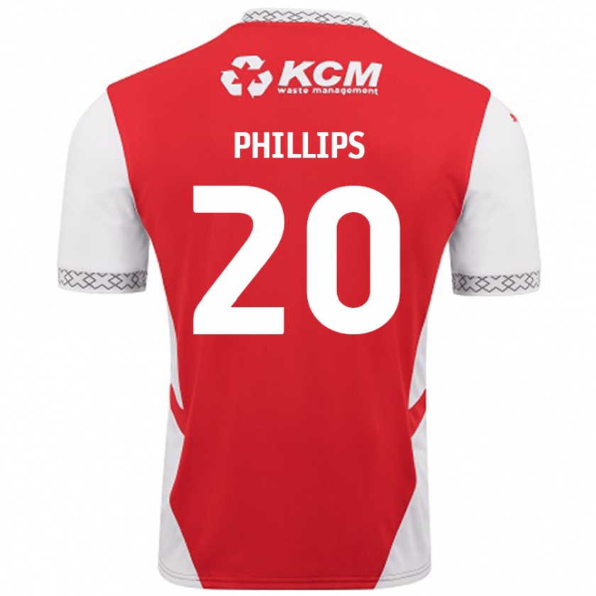 Kandiny Män Dillon Phillips #20 Röd Vit Hemmatröja Matchtröjor 2024/25 Tröjor T-Tröja