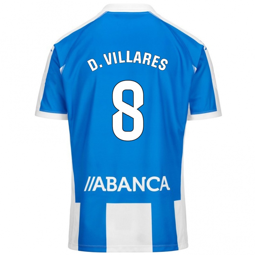 Kandiny Hombre Camiseta Diego Villares #8 Azul Blanco 1ª Equipación 2024/25 La Camisa