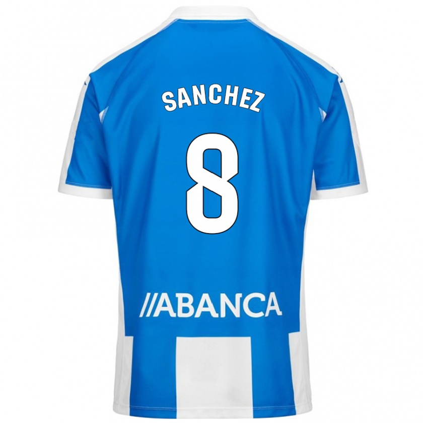 Kandiny Hombre Camiseta Carlota Sánchez #8 Azul Blanco 1ª Equipación 2024/25 La Camisa