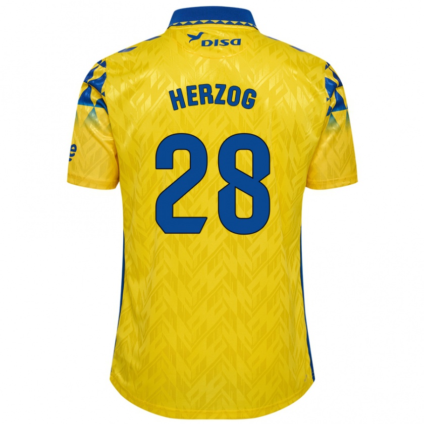 Kandiny Herren Juanma Herzog #28 Gelb Blau Heimtrikot Trikot 2024/25 T-Shirt Österreich