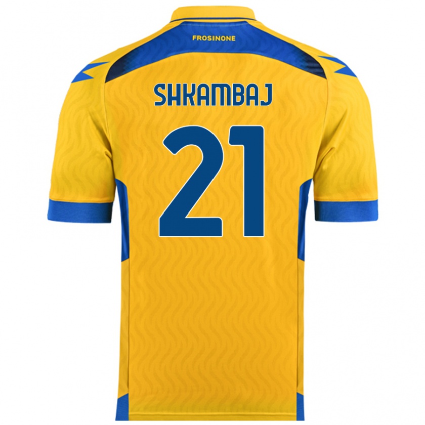 Kandiny Hombre Camiseta Ardit Shkambaj #21 Amarillo 1ª Equipación 2024/25 La Camisa